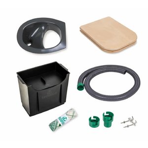 TROBOLO DIY Set Trockentrenntoilette grau mit Urinableitung & Holzsitz