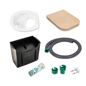 TROBOLO DIY Set Trockentrenntoilette weiß mit Urinableitung & Holzsitz