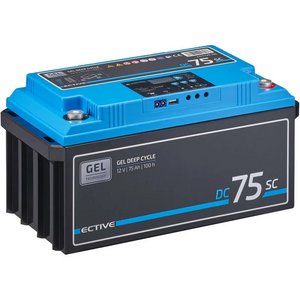 ECTIVE DC 75SC GEL Deep Cycle mit PWM-Ladegerät und LCD-Anzeige 75Ah Versorgungsbatterie