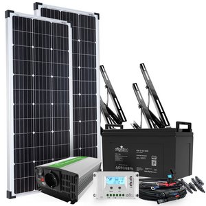 Offgridtec 200W Solaranlage 12V AGM Batterie 500W Wechselrichter Komplettset