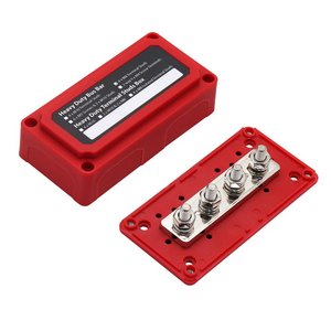 Offgridtec BusBar Box 4 x M8 Anschlussbolzen inkl. Abdeckung und Befestigungsschrauben rot